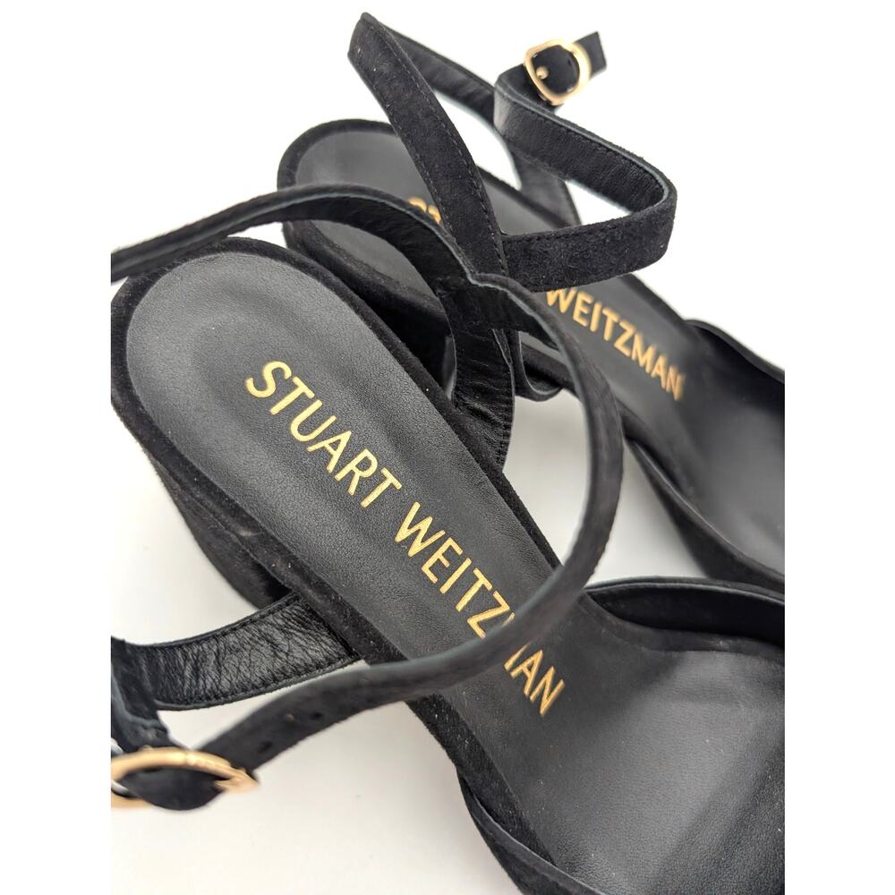 Stuart Weitzman Tia 75 Block Heel Sandal Women's Black Size US7.5B EU38 - Picture 11 of 13